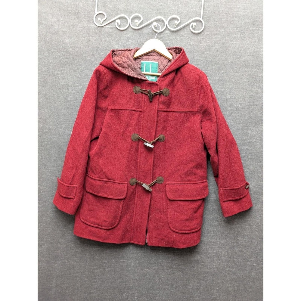 Vtg Maroon Larry Levine Sport Sienna Wool Coat Quilted Lining Grandma Core Sz 8